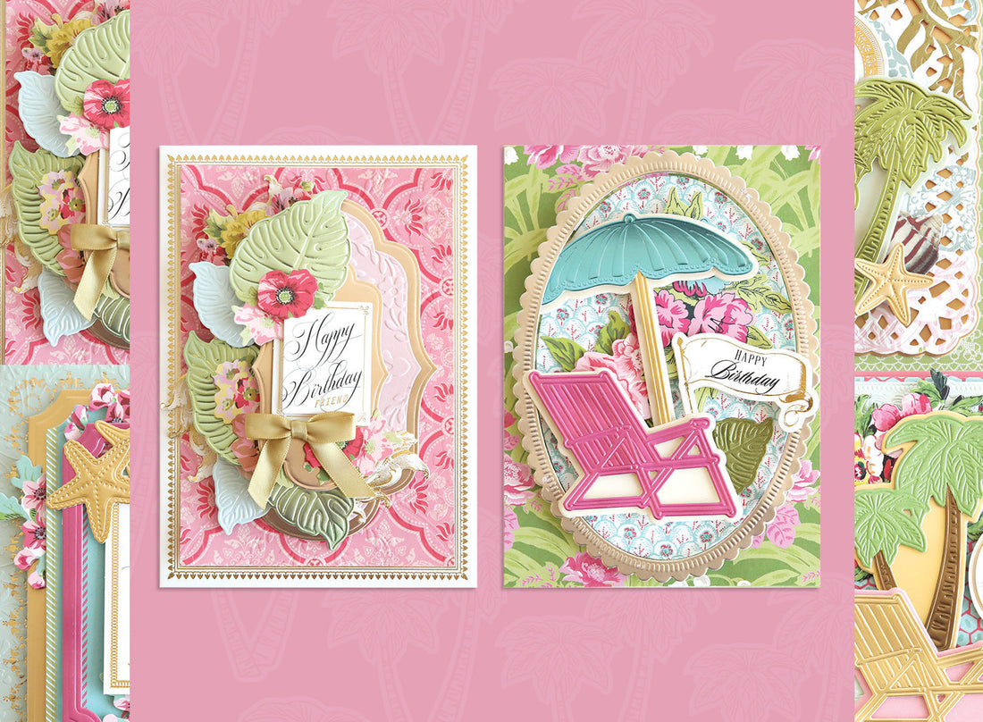 Summery cards with tropical components 