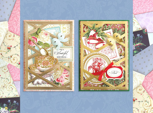 2 cards using the Harlequin Bow Dies