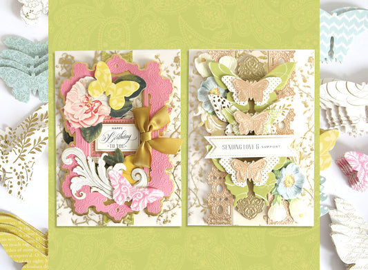 Paper butterfly cards and embellishments