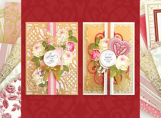 Two Valentine's Day card with valentine patterns