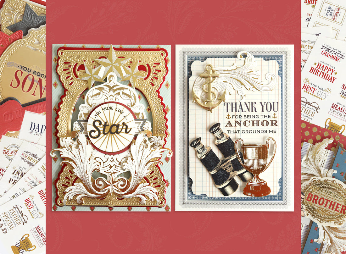 Handsome cards surrounded by new masculine rub on transfers