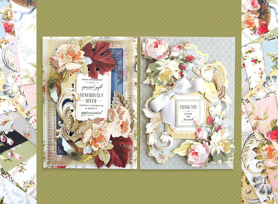 2 Thankfulness cards with thankfulness collection patterns