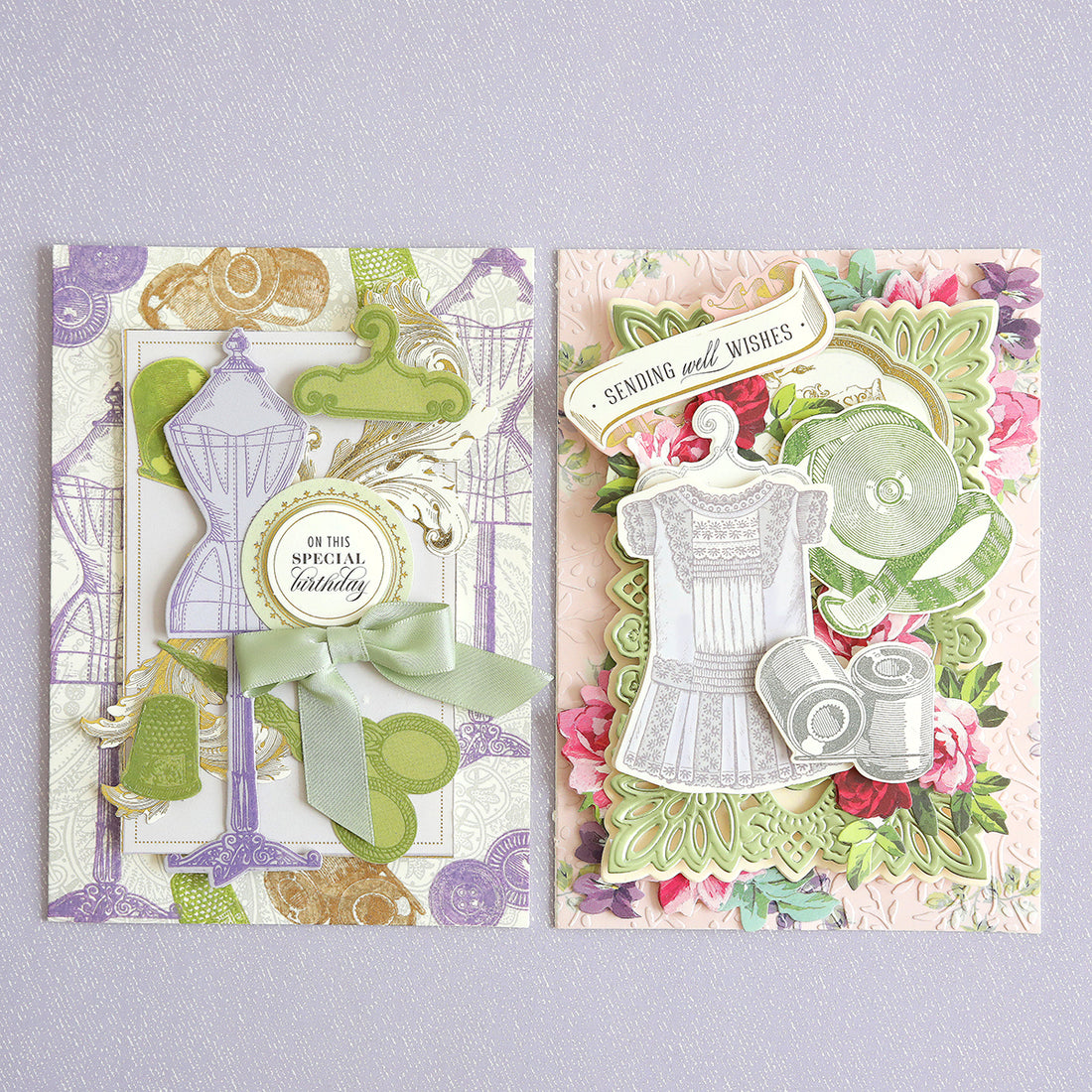 2 cards made with the Sewing Stamps and Dies. 