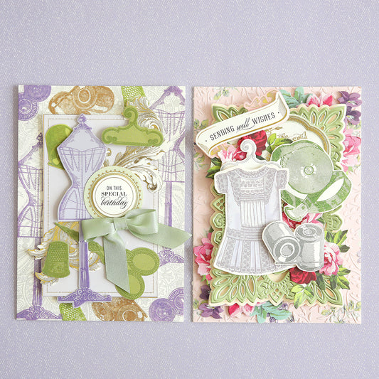 2 cards made with the Sewing Stamps and Dies. 