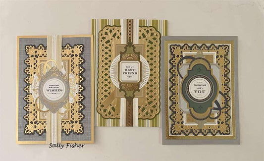 a trio of masculine cards with gold foil designs