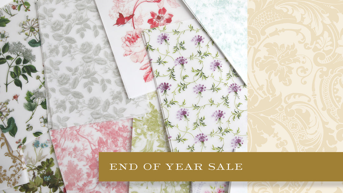 patterns of vellum with the title End of Year Sale