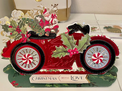 Christmas motorcycle with festive embellishments