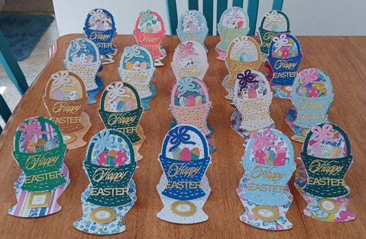 multicolored matte foil Easter basket cards 