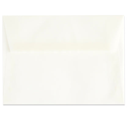 A 10 Pack of cream-colored A7 vellum envelopes, each measuring 5.25″ x 7.25″, shown from the back—ideal for sending elegant invitations.