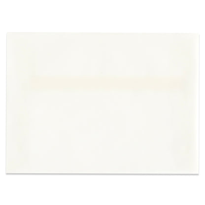 A blank white sheet of paper with subtle horizontal shading near the center, photographed against a white background—ideal for creating elegant invitations or pairing with the 10 Pack Vellum A7 Envelopes (5.25″ x 7.25″).