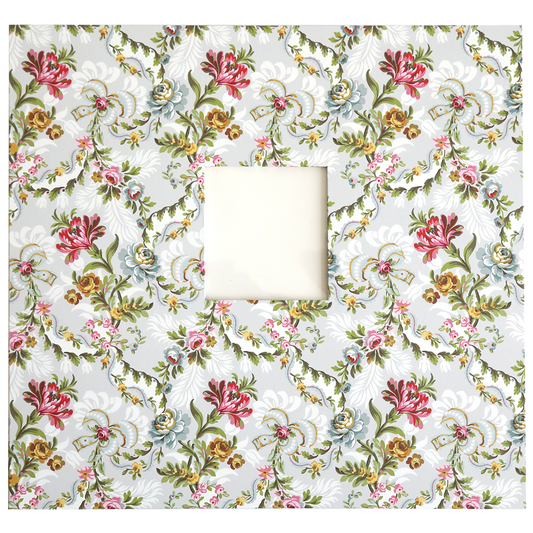 The Crop at Home 4 Scrapbook Album features a floral-patterned cover with a central square cutout, revealing a plain off-white backdrop—ideal for showcasing memories in a 12x12 layout.