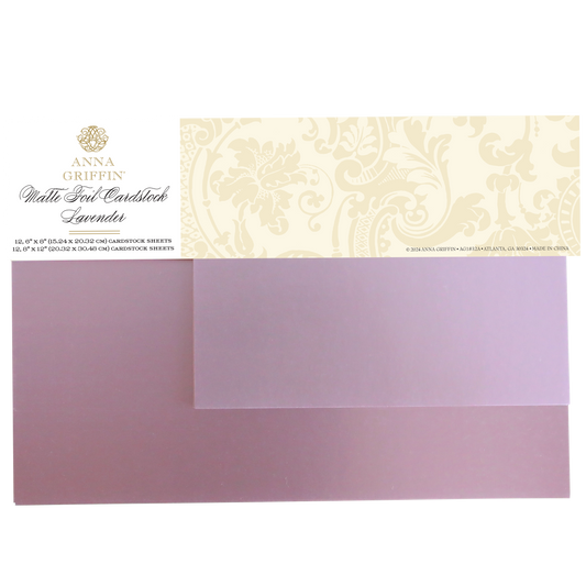 Luxury Matte Foil Cardstock Lavender by Anna Griffin, ideal for embossing and die-cutting, features a decorative cream header on top.