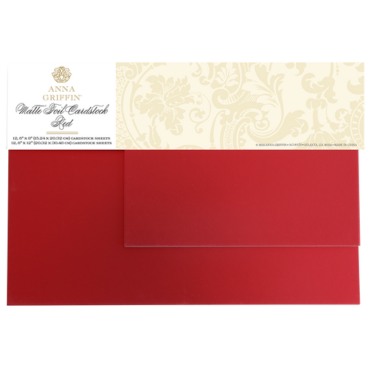 The Luxury Matte Foil Cardstock Red features an ornate floral pattern on its red matte foil sheets, making them ideal for embossing and die-cutting projects. These sheets bring elegance to any creative endeavor.