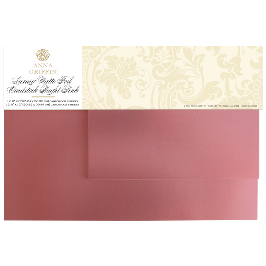 The Luxury Matte Foil Cardstock in Bright Pink features a floral-patterned package that inspires creativity, with two exquisite sheets ideal for elevating die-cutting projects.