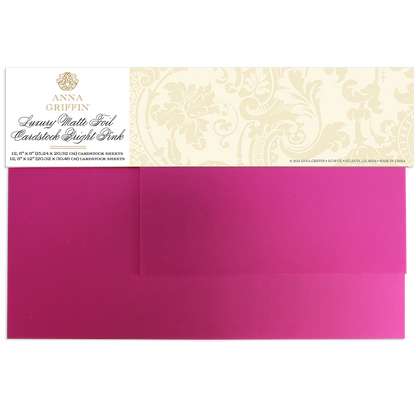 The Luxury Matte Foil Cardstock Bright Pink includes two sheets with a decorative label—ideal for diecutting and bringing elegant style to your craft projects.