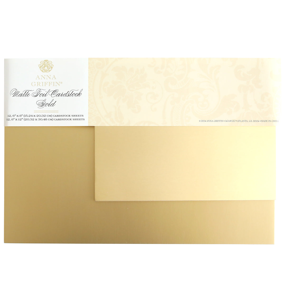 A pack of Luxury Matte Foil Cardstock Gold sheets, ideal for embossing and die-cutting projects, featuring an ornate patterned label.