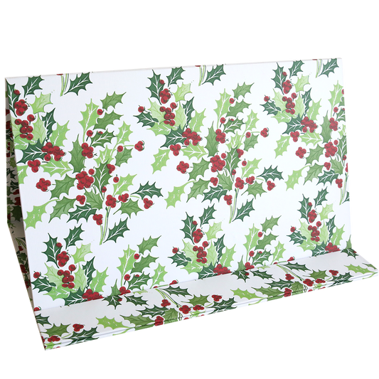 Magnetic Die Stand Holly features a festive holly pattern with green leaves and red berries on a white background, making it perfect for adding a touch of holiday cheer to your craft room organization.