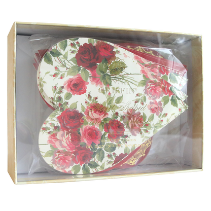 A set of 36 heart-shaped cards with envelopes, featuring a floral design and labeled "Griffin Shaped." The cards are packed in a transparent box and come with blank interiors, making them perfect for any occasion.