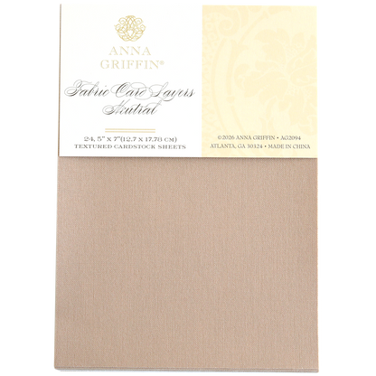 The Fabric Card Layers Neutral pack includes fabric cardstock sheets (24.5" x 7"/12.7 x 17.78 cm) in neutral beige, ideal for handmade cards and creating elegant card layers.