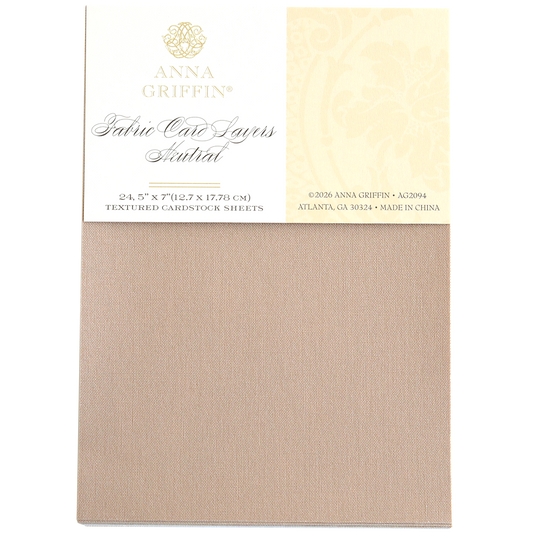 The Fabric Card Layers Neutral pack includes fabric cardstock sheets (24.5" x 7"/12.7 x 17.78 cm) in neutral beige, ideal for handmade cards and creating elegant card layers.