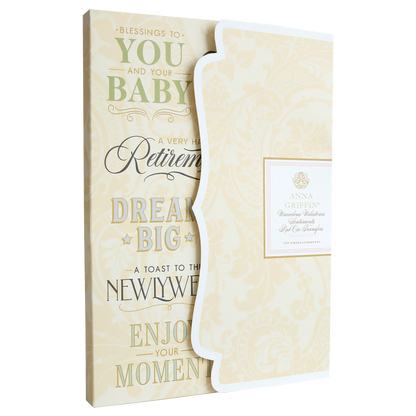 The Marvelous Milestones Rub On Sentiments box features gold text and holds handmade cards for occasions like retirement, new baby, newlyweds, and encouragement—ideal for storing memories or your favorite Rub On Sentiments.