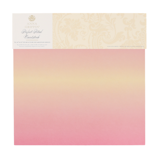A square ombré cardstock in pink and yellow with floral patterns—Perfect Petal Double Sided 12 x 12 Cardstock, perfect for stylish card making.