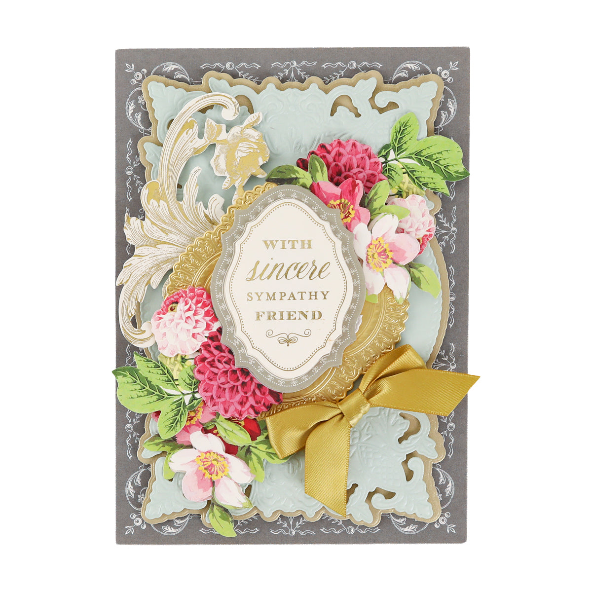Gold Foil Flourish Stickers feature delicate metallic designs that add an elegant touch to any project. Perfect for embellishing sympathy cards adorned with floral and leafy motifs, green leaves, gold embossed accents, or a gold ribbon bearing the message “With sincere sympathy friend,” these beautiful stickers make lovely scrapbook embellishments or versatile metallic sticker accents for heartfelt creations.