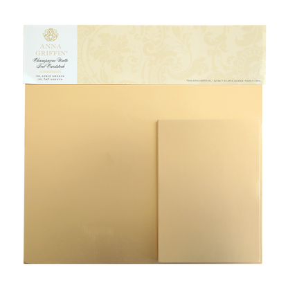 Foil Matte Cardstock - Champagne by Anna Griffin includes embossed metallic gold sheets and envelopes in elegant packaging with a decorative label. Each features luxurious 250gsm cardstock for added elegance.