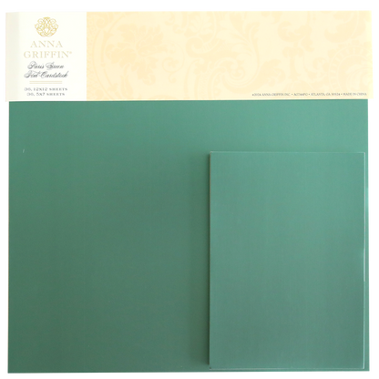 Anna Griffin's Foil Matte Cardstock in Paris Green includes both a larger 12" x 12" sheet and a smaller sheet with a foil matte finish.