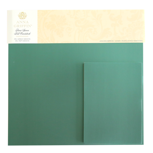 Foil Matte Cardstock - Paris Green by Anna Griffin includes one large matte foil sheet and one smaller sheet, shown against a plain background.