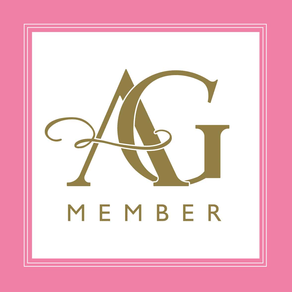 Anna Griffin AG Membership logo on a pink background.