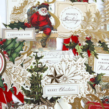 Christmas Engravings Collage Card Toppers feature assorted vintage-style handmade Christmas card toppers with festive designs, including holly, Santa Claus, and classic greetings such as “Season’s Greetings,” “A Christmas Wish,” and “Merry Christmas.” These charming creations combine cardstock elements with elegant engraved details, creating a timeless holiday collage perfect for card making.