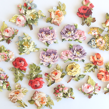 Thankful Sentiments and Floral Stickers in red, yellow, purple, and pink for handmade cards.