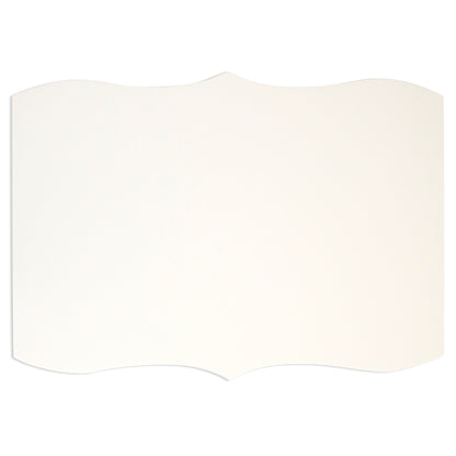 A blank white paper featuring a decorative, wavy border at the top and bottom edges, inspired by the elegant patterns of the Empress Lazy Susan.