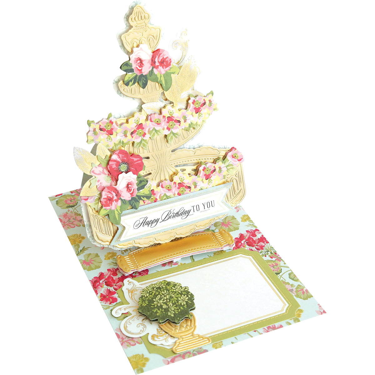Crafted with creativity, the Anna Griffin Garden Fountain Easel Finishing School Kit adorned with a lively garden fountain and vibrant flowers will surely delight recipients. Perfect for surprising loved ones, this pop up card is like a mini craft box.