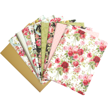 A collection of Garden Fountain Double Sided Cardstock layers adorned with beautiful floral designs, perfect for paper crafting enthusiasts and adding a touch of elegance to any project.