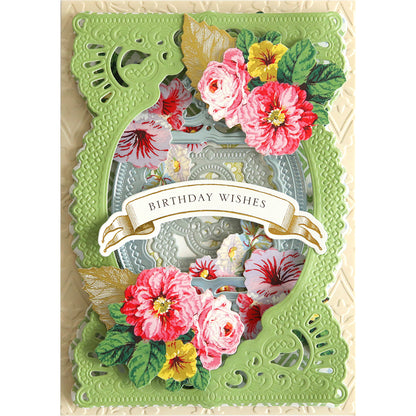 A beautiful Beautiful Birthday Dies featuring flowers in a green frame.