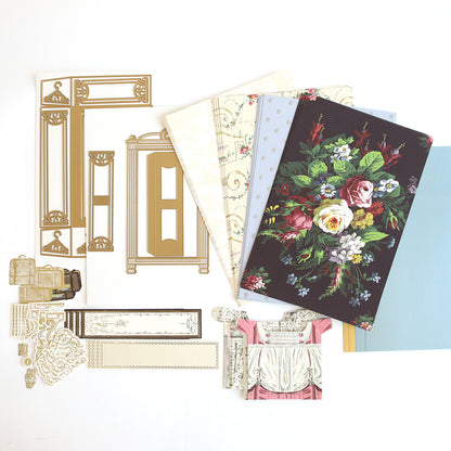 A collection of Antique Armoire Class Materials and Dies with floral designs, perfect for crafting projects and featuring Anna Griffin Dies.