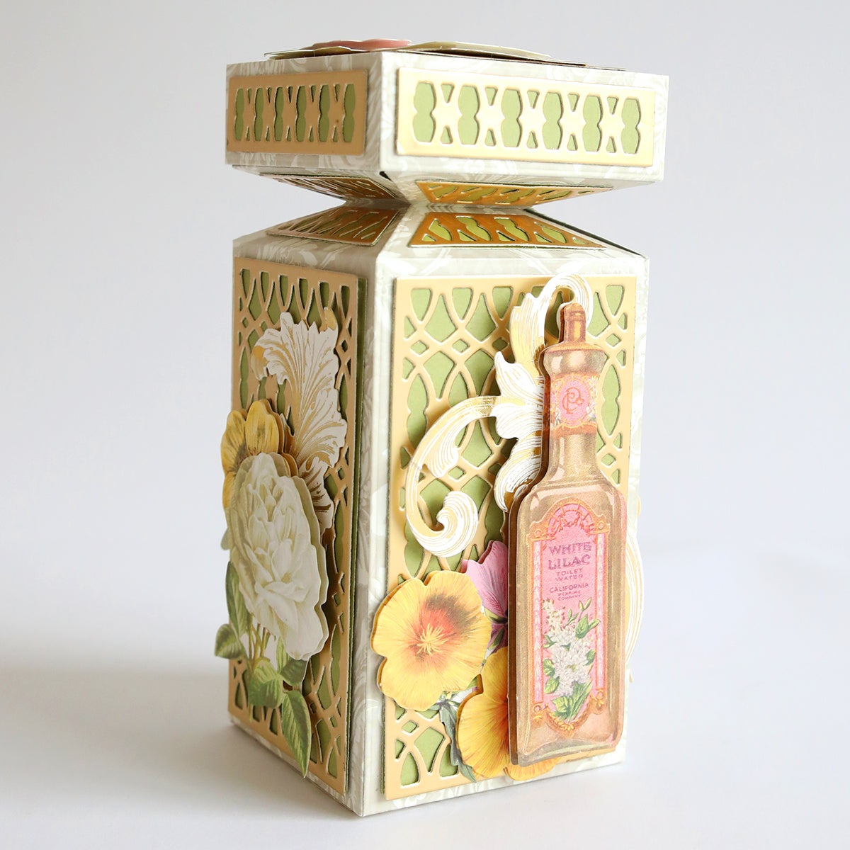 Perfume Box Dies, adorned with delicate flowers, perfect for cherished loved ones.