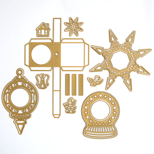 A set of Heirloom Ornaments Dies with a star and a clock, perfect as holiday ornaments.