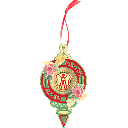 Heirloom Ornaments Dies adorned with a beautiful rose, perfect for holiday decorations.