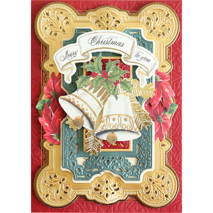 A Victorian Christmas card with Victorian Christmas Dies on it, perfect for sending warm holiday wishes to loved ones and celebrating the joy of family life.