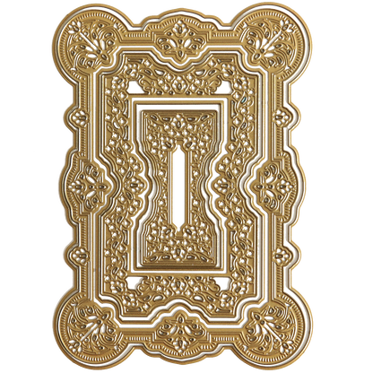 An ornate gold light switch plate with a Victorian Christmas Dies design.
