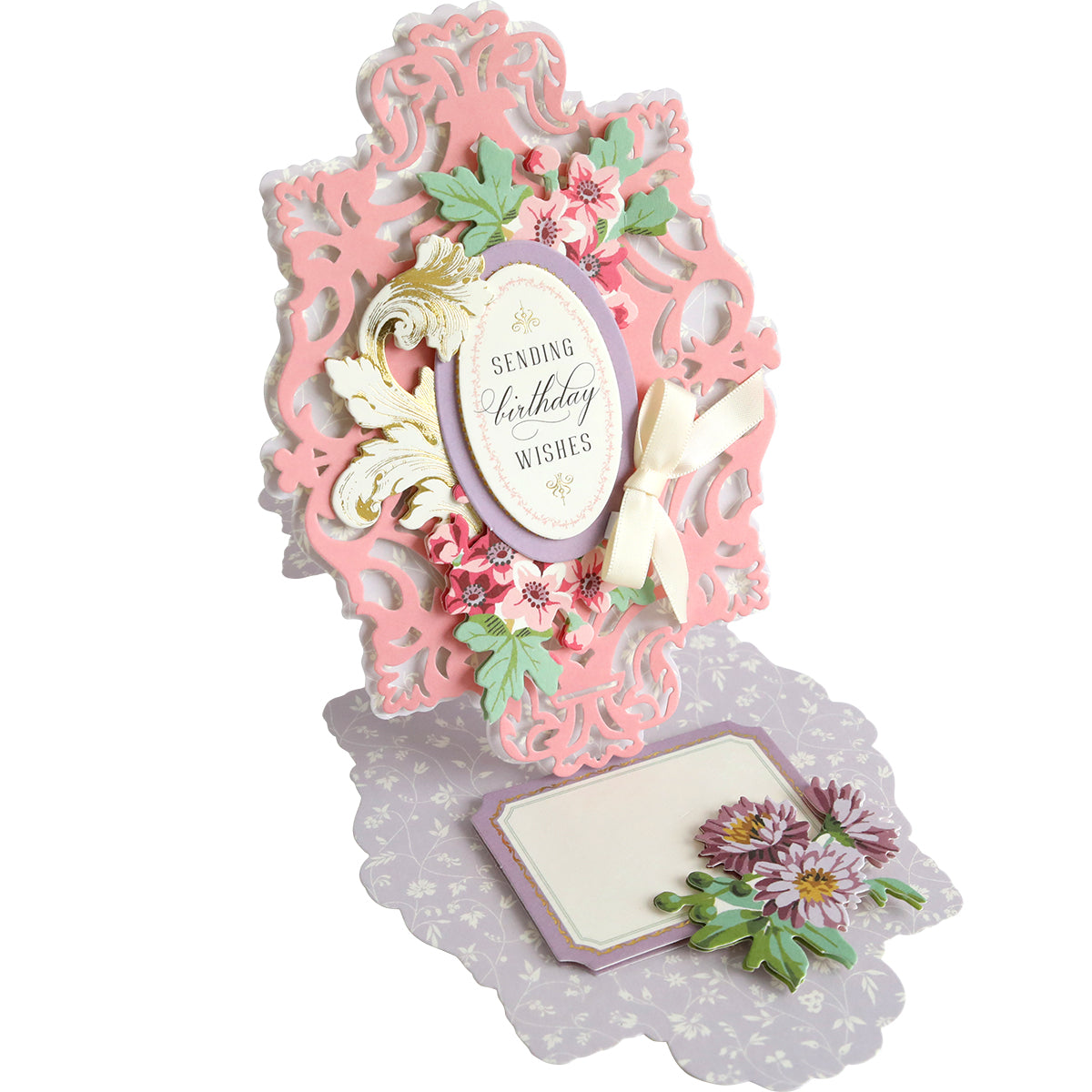 A handmade card featuring flowers and a frame. Perfect for Simply Birthday Easel Card Making Kit enthusiasts or as a Simply Birthday Easel Card Making Kit.