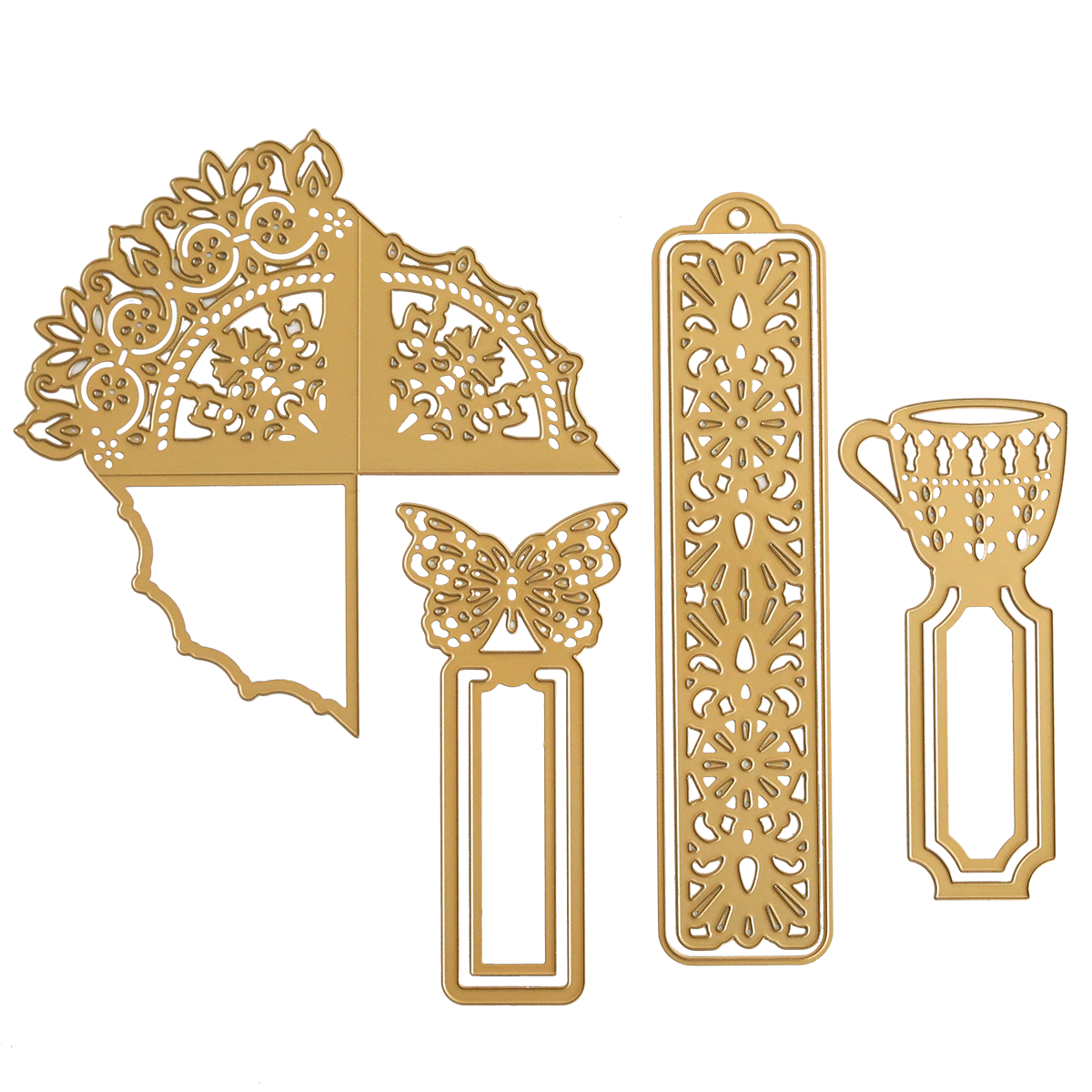 A set of custom gold-plated Bookmark Dies.
