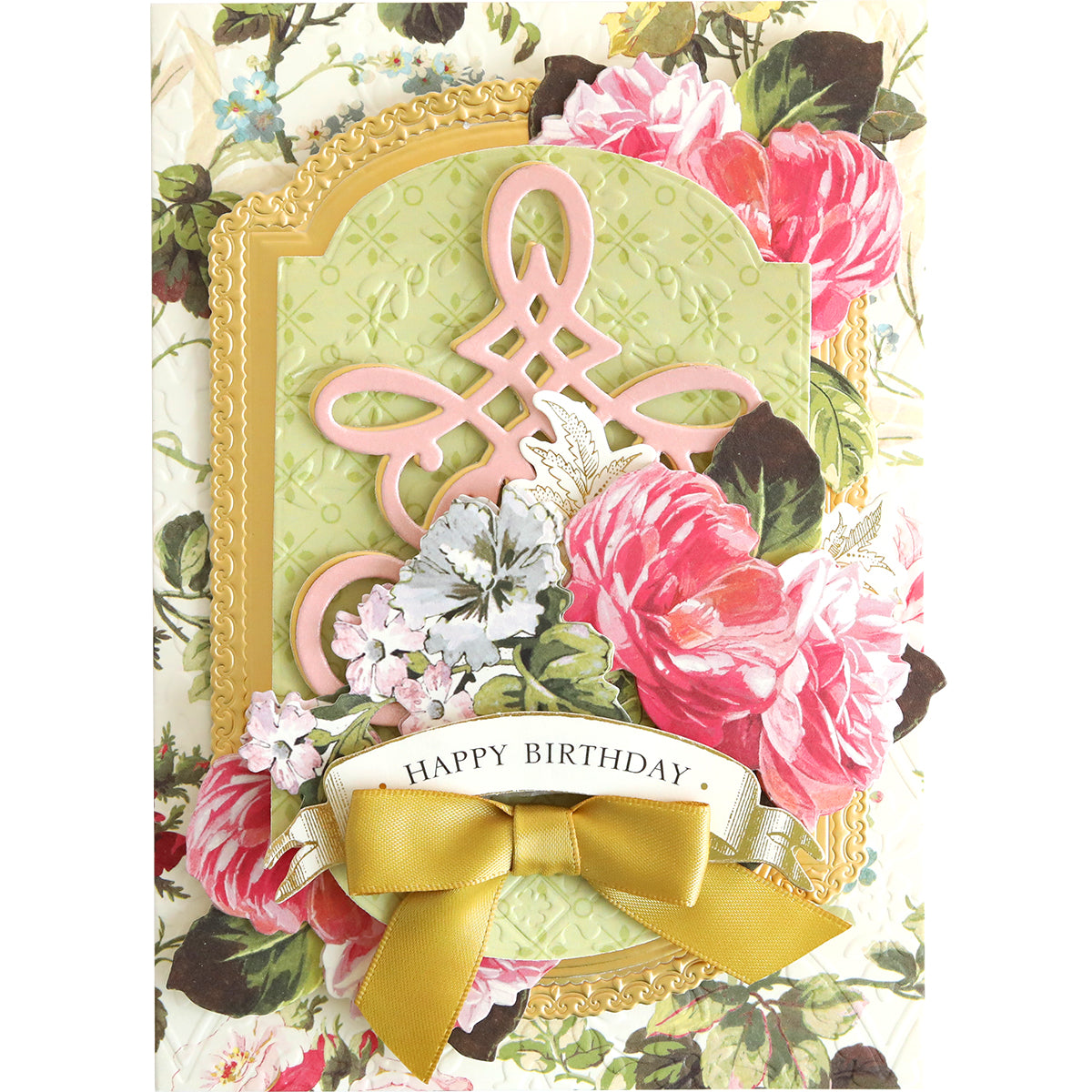 A Flourish Die Bundle adorned with decorative details like flowers and a bow.