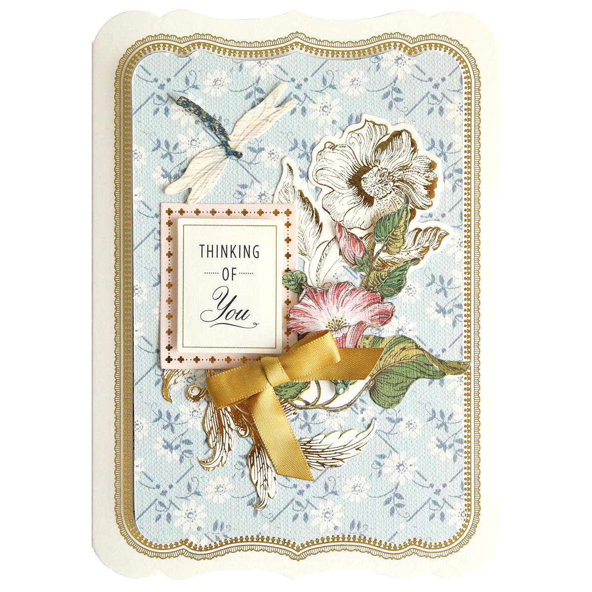 Simply Wildflower Meadow Card Making Kit with a wildflower meadow design and "thinking of you" message, featuring 3D embellishments.
