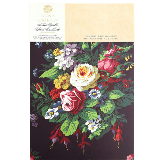 A colorful floral pattern on the double-sided cardstock packaging of an Astrid 8x12 Doublesided 300gsm Cardstock.