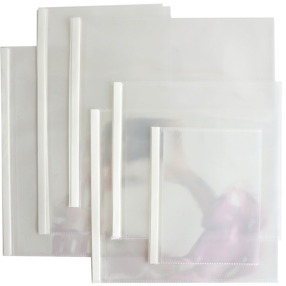 A stack of various sizes of Interactive Scrapbook Page Panels against a white background.