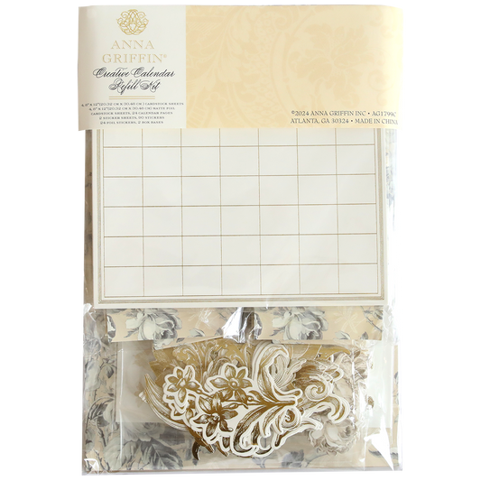 Creative Calendars Refill Kit featuring floral designs and gold accents, by Anna Griffin. This set includes grid sheets and decorative elements.